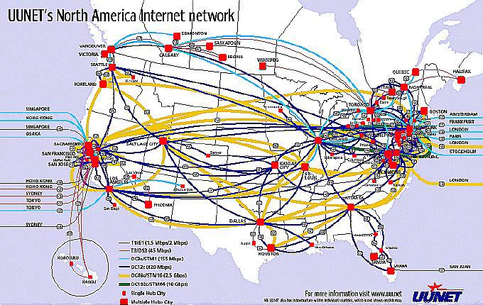 Das nordamerikanische Netz der UUNet im Dezember 2004
